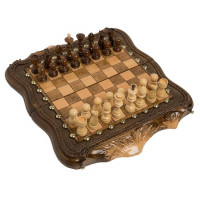 Шахматы + Нарды резные Арарат с бронзой 30 Ohanyan