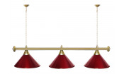 Лампа STARTBILLIARDS 3 пл. (плафоны красные,штанга золотая,фурнитура красная,2)
