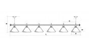 Лампа STARTBILLIARDS 6 пл. (плафоны белые,штанга хром,фурнитура хром,2)