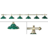 Лампа на шесть плафонов «Ravena»  (золотистая штанга, зеленый плафон D38см)